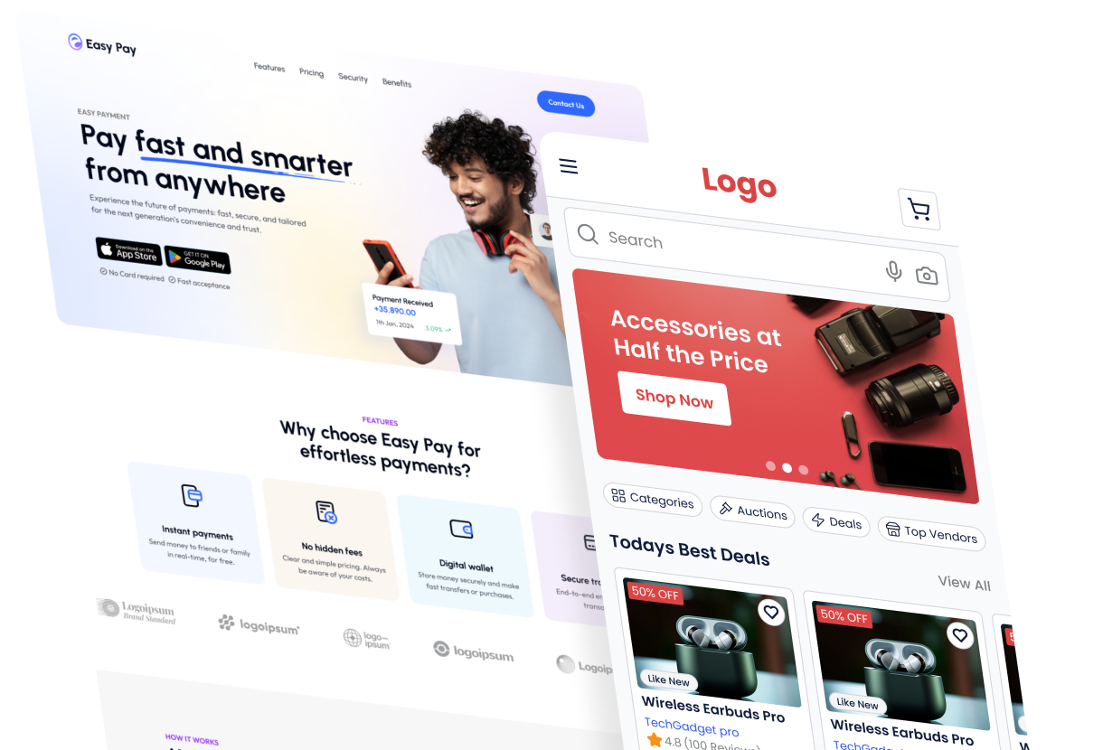 Web and mobile mockups